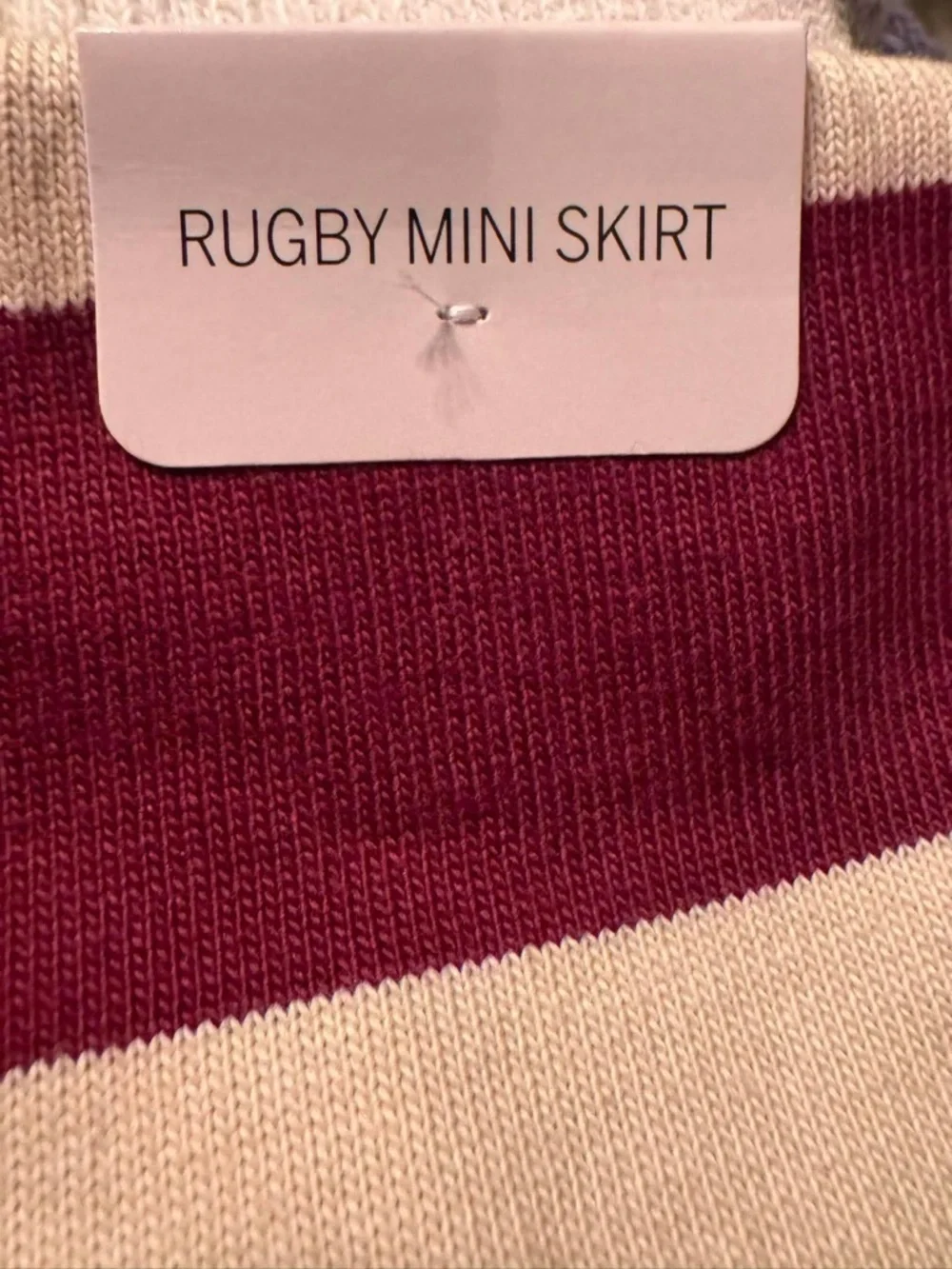 PINK VICTORIAS SECRET Mini Skirt in Cream and Burgundy XL waist 32in length 15in